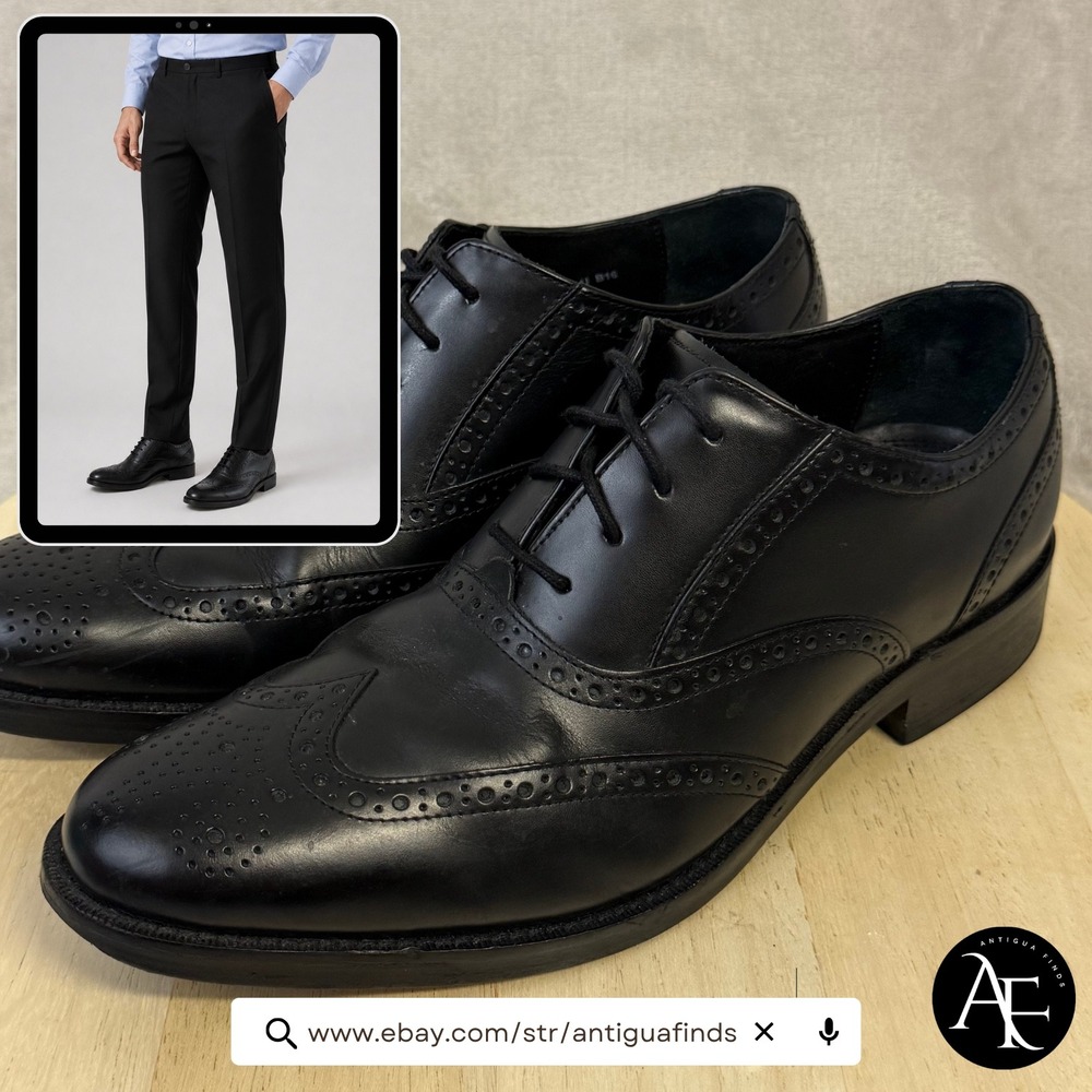 Johnston & Murphy Optima Mens Black Leather Cap Toe Oxford Shoes 10.5 E 22-2981